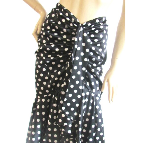 Women's Skirts Designer Caroline Constas Polka Dot Rushed Fluted Hem Silk Skirt - Picture 2 of 11